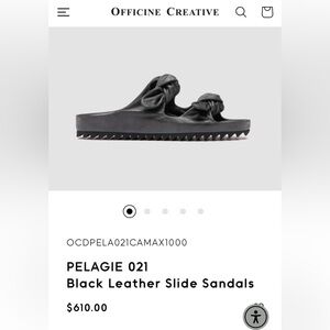 Officine Creative Pelagie 021 Black Leather Slide Sand